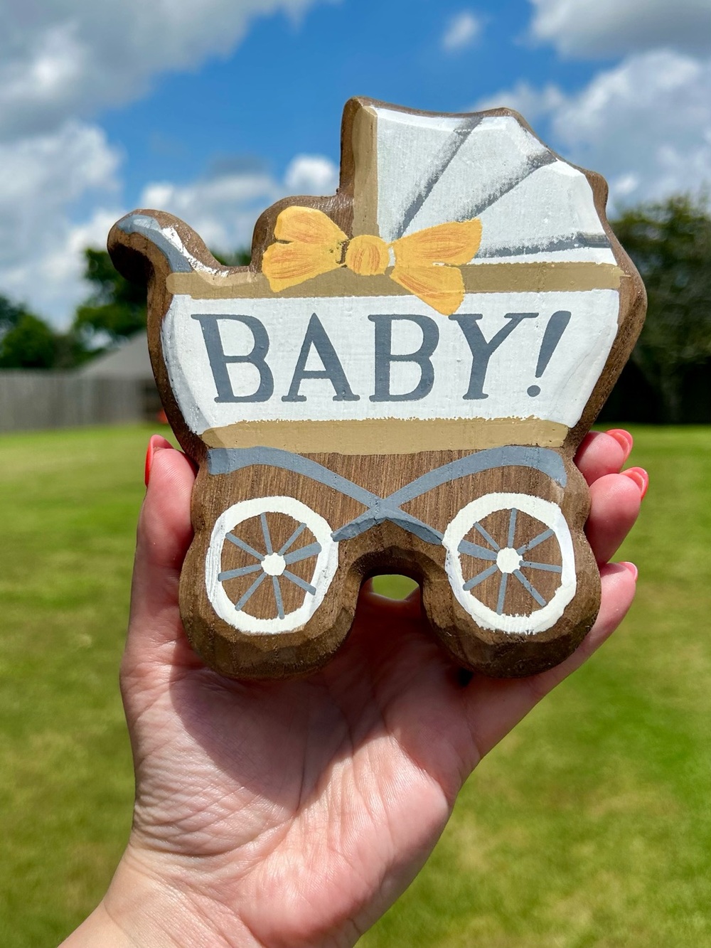 Demdaco Wooden Baby Carriage Magnet Token EUC
